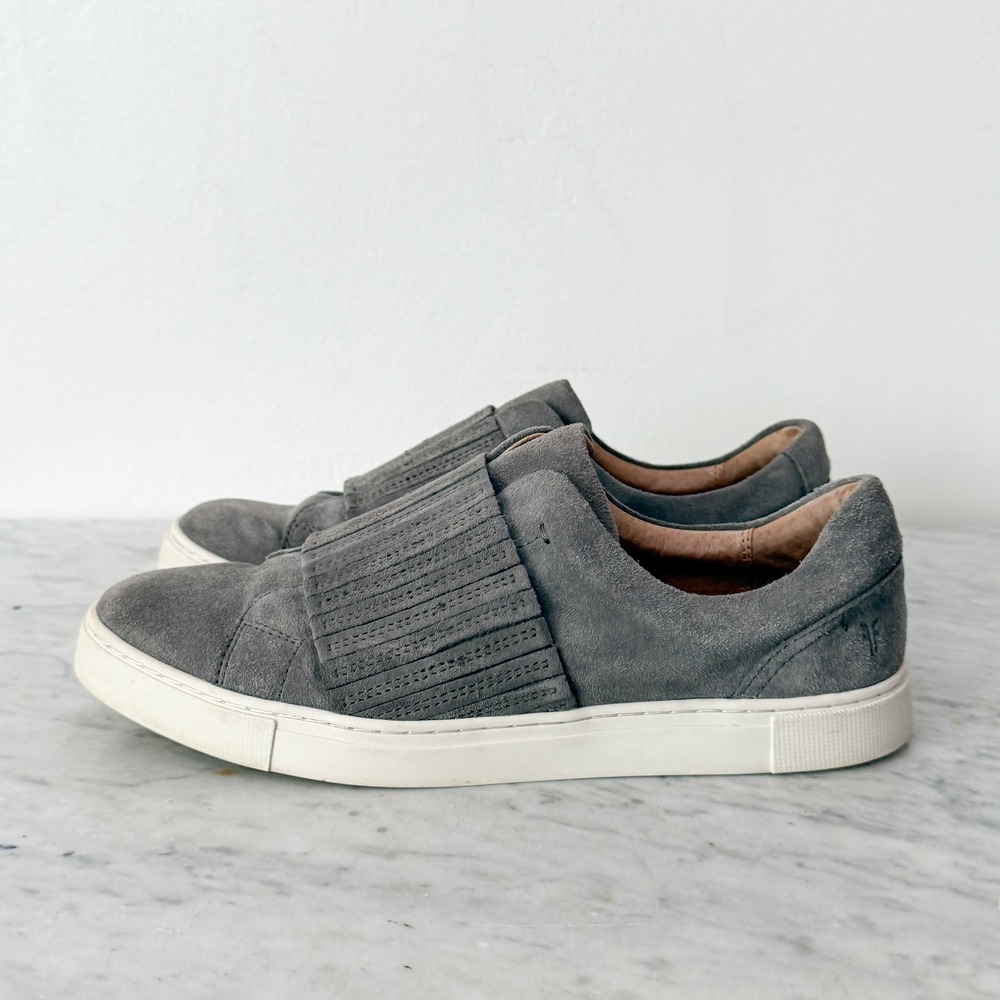 Frye Ivy Gore Grey Suede Slip On Sneakers 9M Gray‎ Pleated Elastic Band